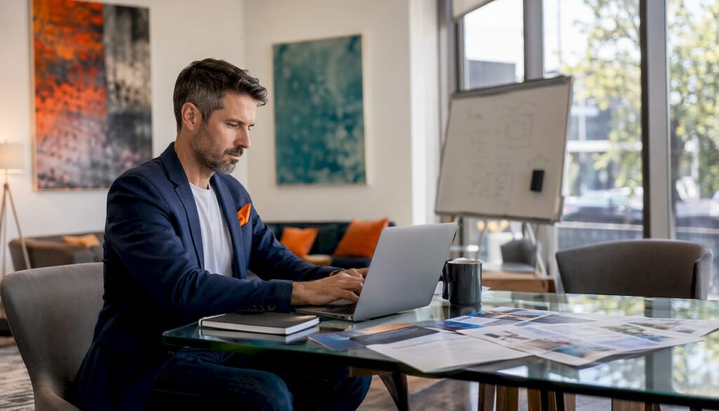 Marketing strategist working on PPC campaign