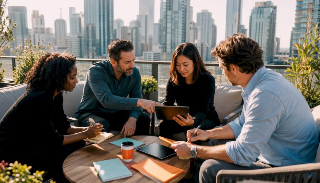 Marketing leaders discussing brand messaging framework