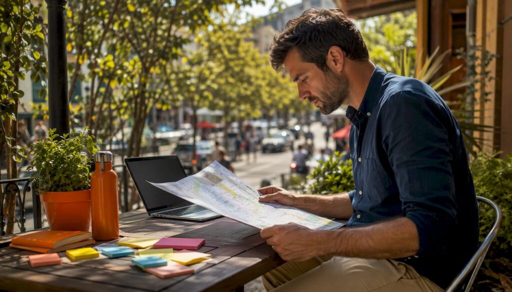 Marketer working on geofencing campaign setup