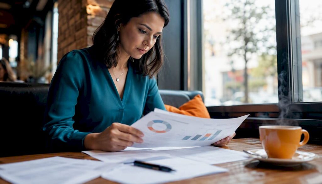 Woman analyzing brand lift survey results