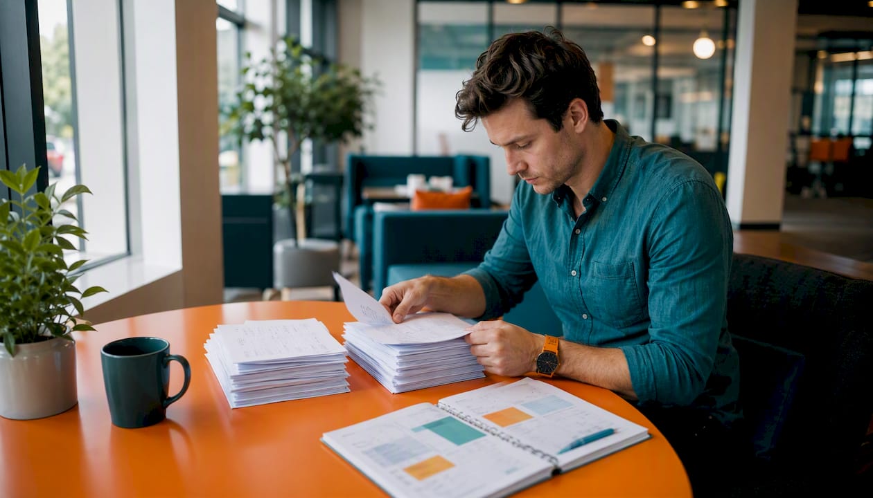 Hands sorting exposed and control survey papers