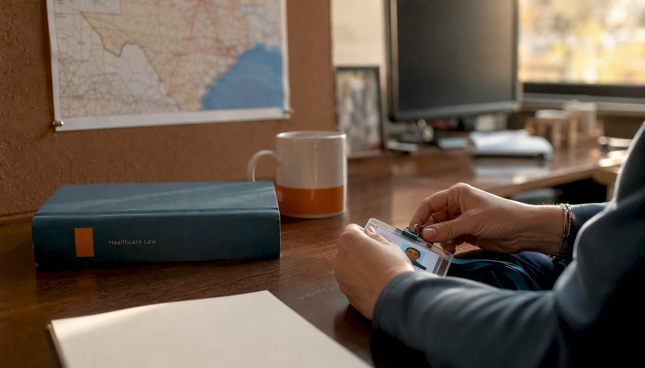 Law office desk with immigration legal niche items