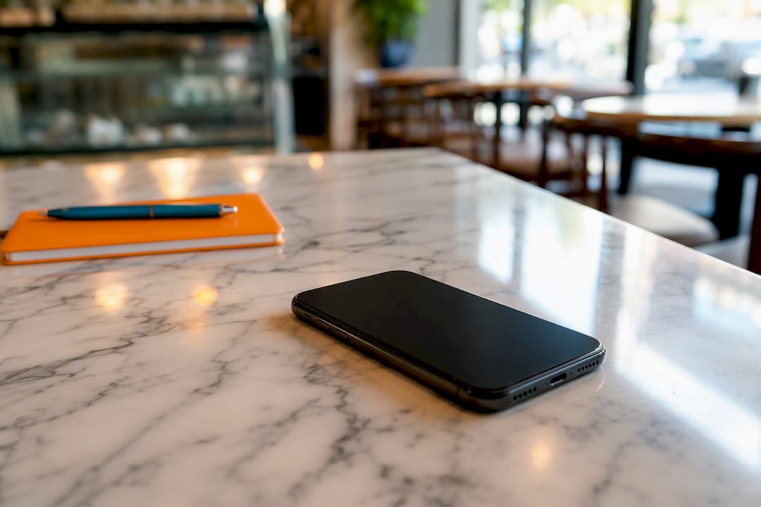 Smartphone on table for mobile load speed test