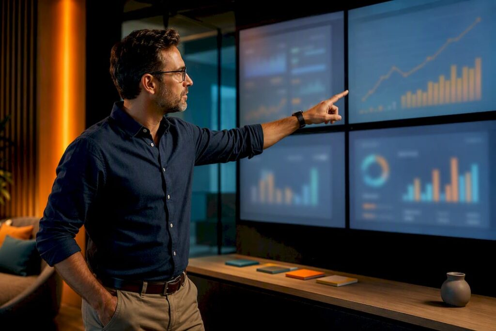 Strategist reviewing paid and organic ad performance