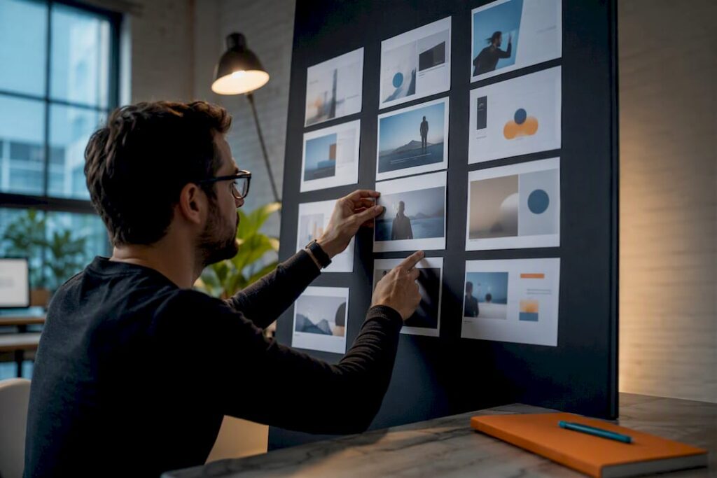 B2B campaign stages arranged in agency studio