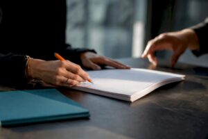 Editor reviewing a B2B case study draft
