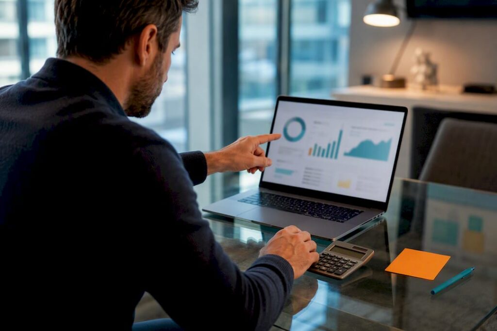 Marketing leader reviewing customer acquisition costs