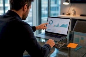 Marketing leader reviewing customer acquisition costs