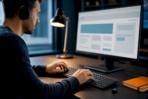 Tester navigating website with keyboard and screen reader