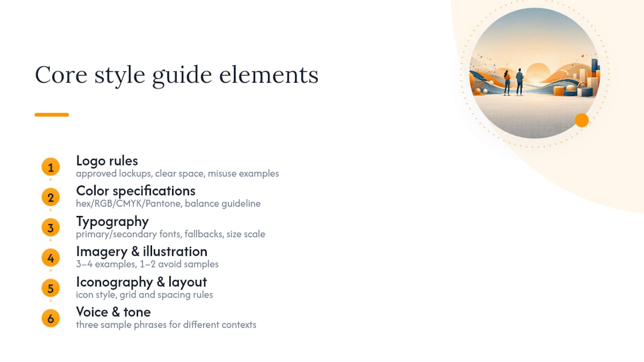 Six core brand style guide categories