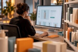 Analyst reviewing an online product listing