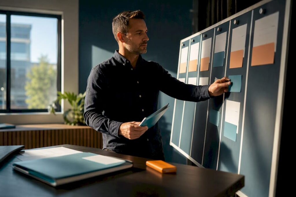 Agency lead organizing client onboarding workflow