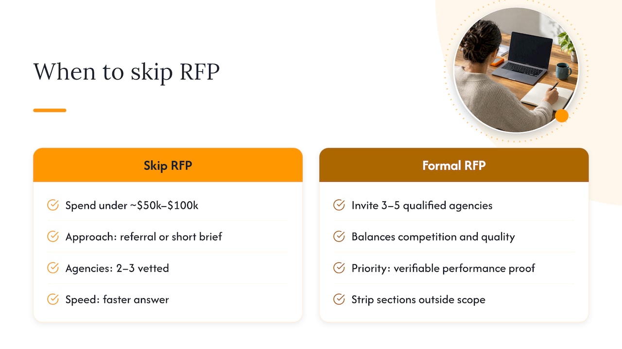 Formal RFP decision thresholds and agency counts
