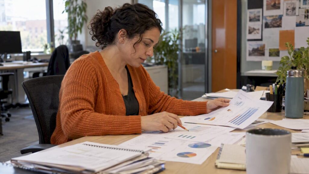 Analyst reviewing campaign performance charts