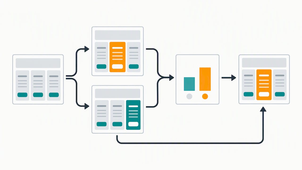 Pricing page variants moving through a test cycle
